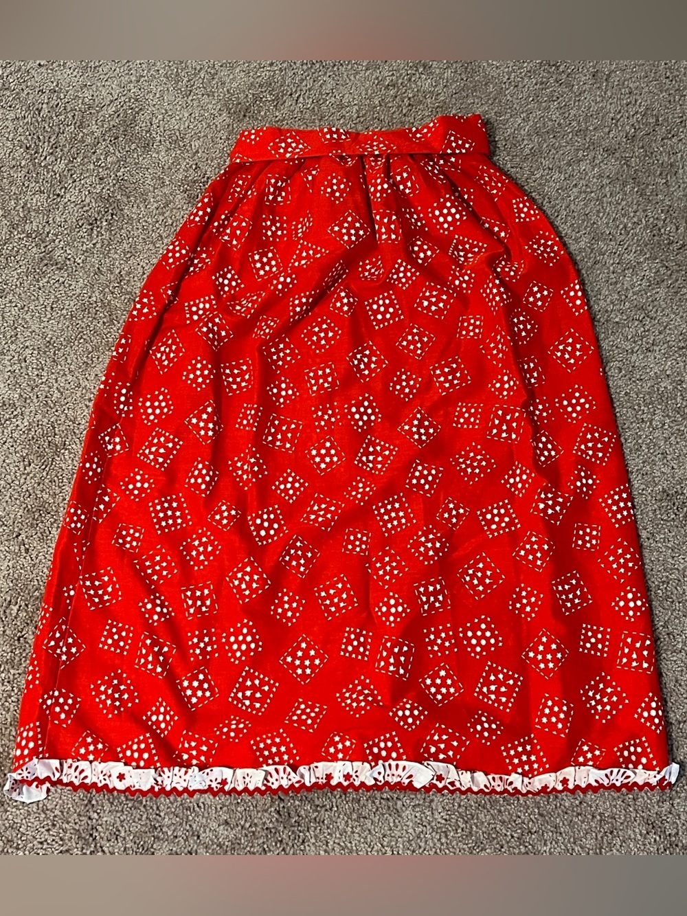 Genuine Vintage 1970’s Red Prairie Skirt, Women’s Small-XL, Boho, Cottage Core